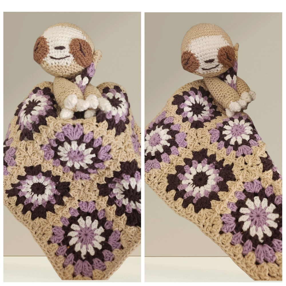 Crochet Sloth Lovey Blanket